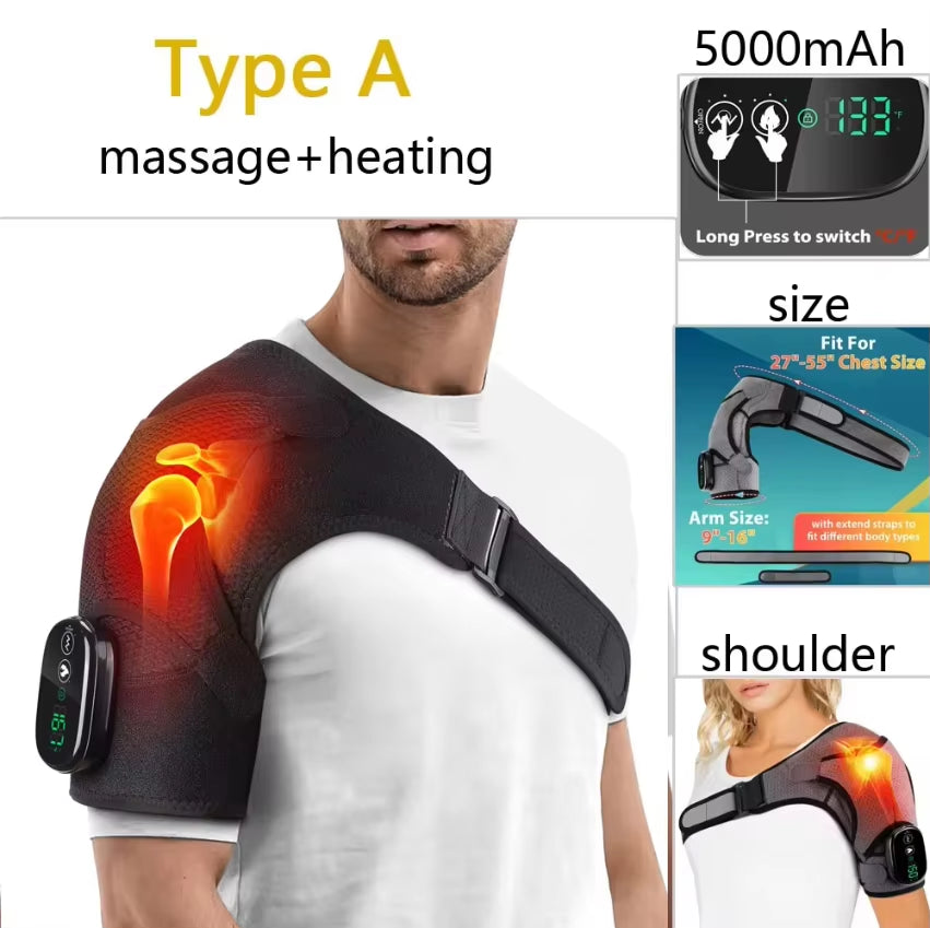 Electric Heating Heated Shoulder Brace Wrap Shoulder Massage Support Belt Strap with Adjustable of Heating