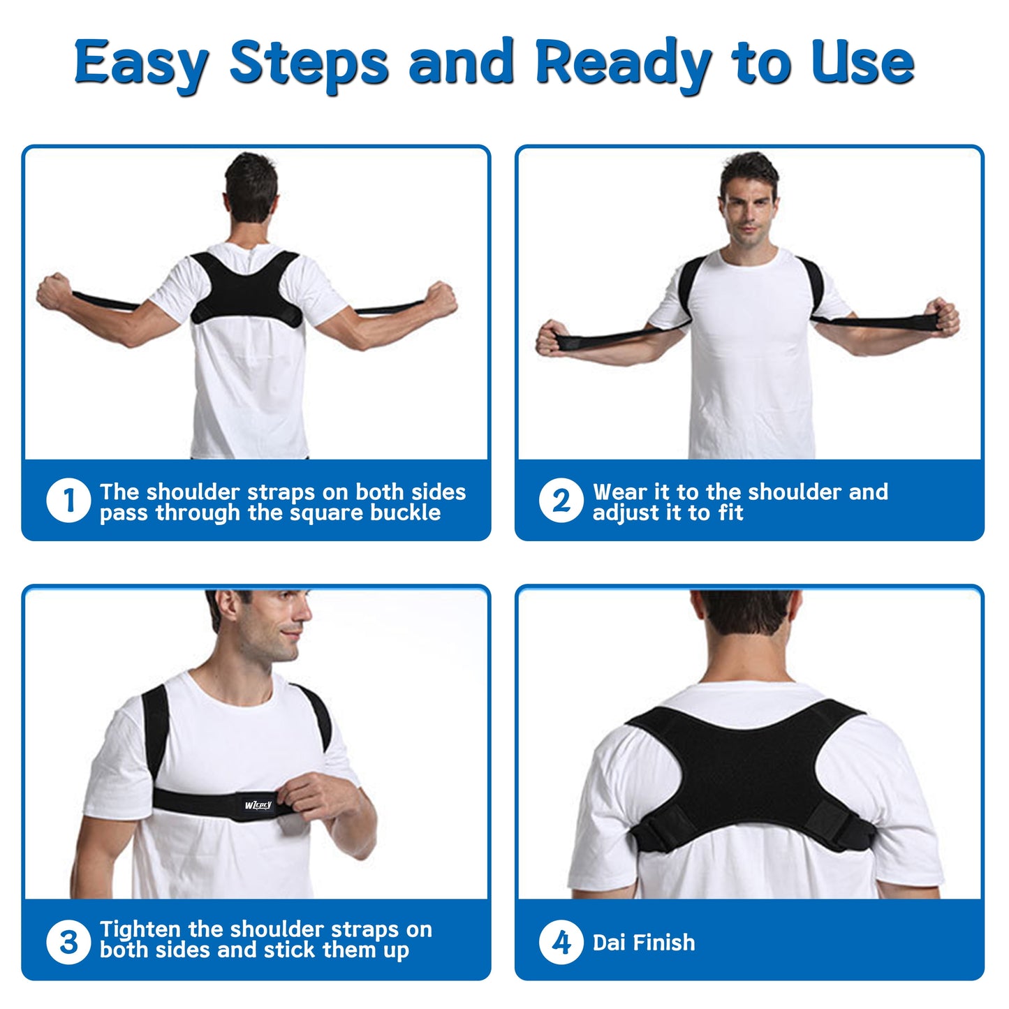 Posture Corrector Brace for Women Men,Back Brace for Posture for Women and Men with Adjustable Shoulder Braces and Cushion Pads,Corrects Hunching&Bad Posture&Shoulder Neck Pain