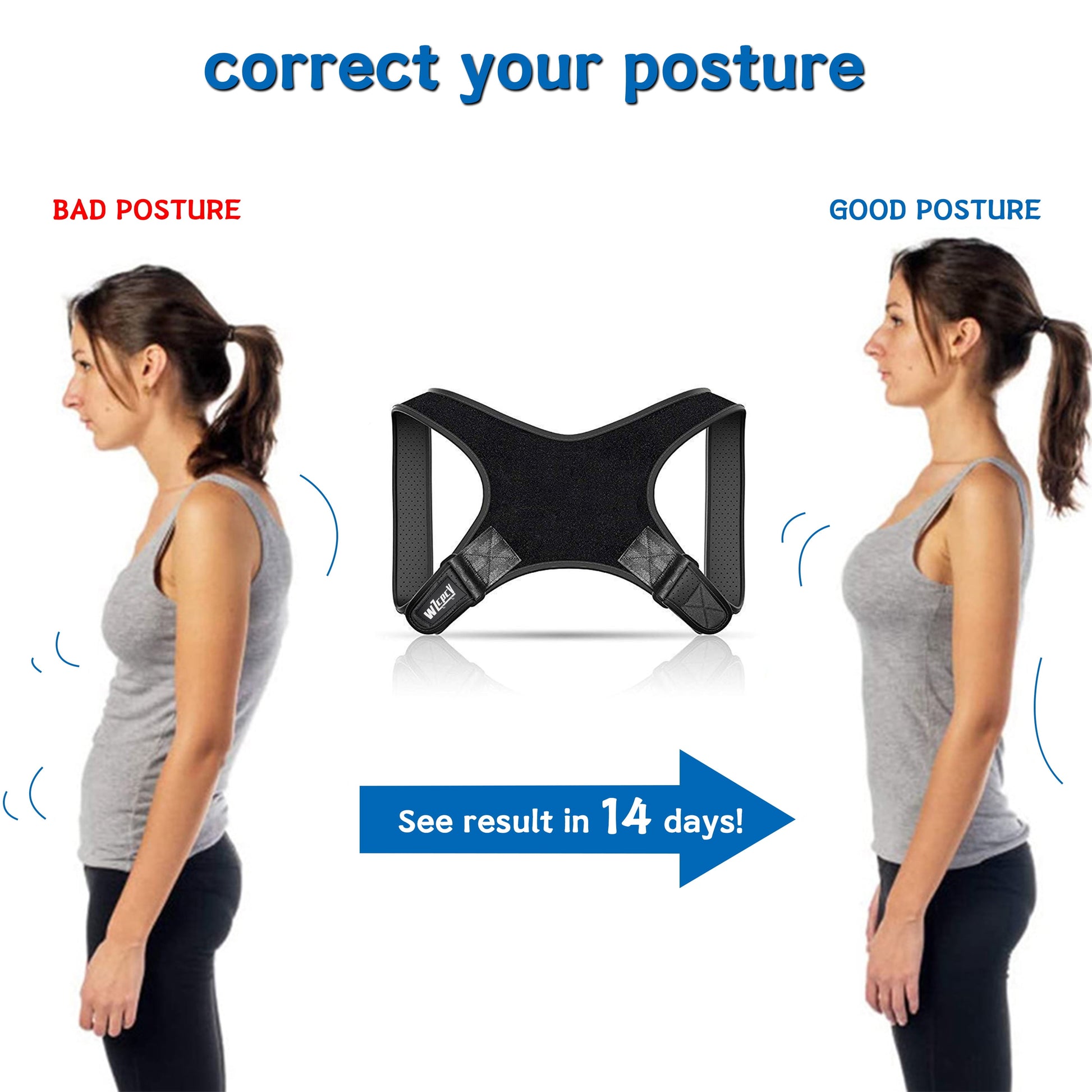 Posture Corrector Brace for Women Men,Back Brace for Posture for Women and Men with Adjustable Shoulder Braces and Cushion Pads,Corrects Hunching&Bad Posture&Shoulder Neck Pain