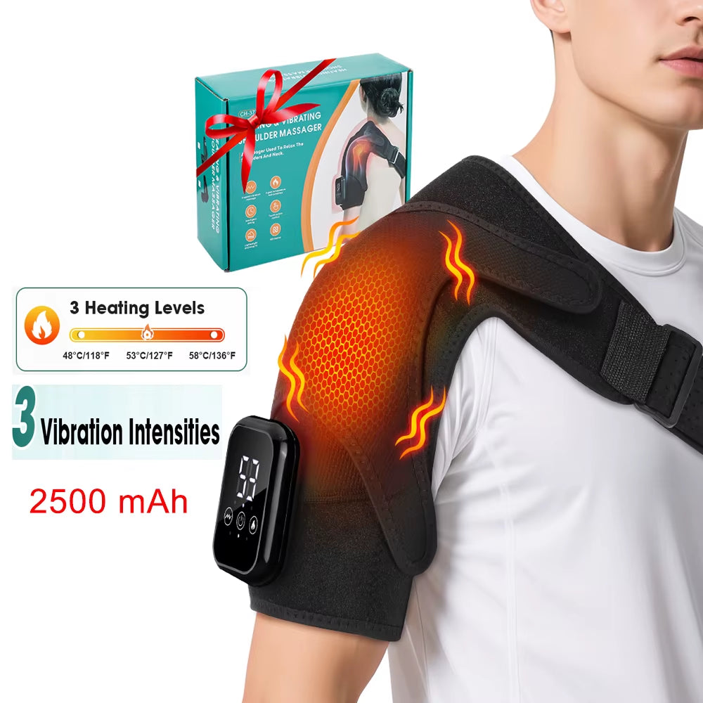 Electric Heating Heated Shoulder Brace Wrap Shoulder Massage Support Belt Strap with Adjustable of Heating